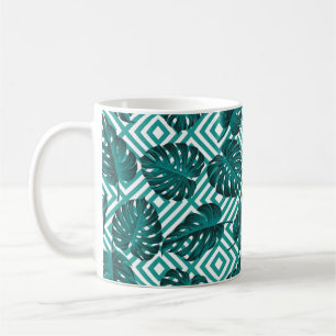 Taza De Café Patrón floral sin costuras con hojas. espalda trop