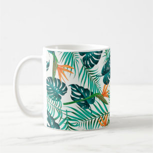 Taza De Café Patrón floral sin costuras con hojas. espalda trop