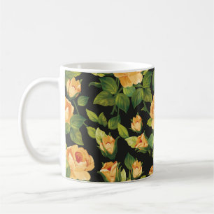 Taza De Café Patrón floral sin fisuras con hermosos rosas