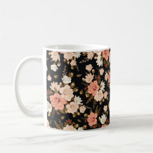 Taza De Café Patrón floral sin fisuras con hibisco. Retroceso