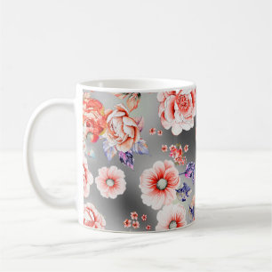 Taza De Café Patrón floral sin foco, con diseño floral lindo T