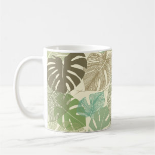 Taza De Café Patrón floral sin foco de la Monstera Tropical del