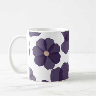 Taza De Café Patrón floral sin soldadura con púrpura dibujado a
