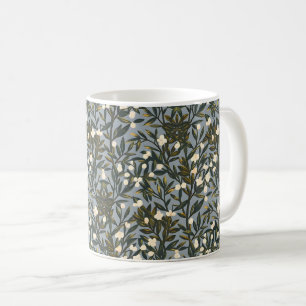 Taza De Café Patrón floral sobre fondo gris azulado polvoriento
