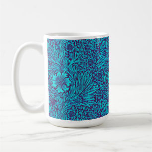 Taza De Café Patrón floral turquesa oscuro púrpura vintage