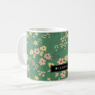 Taza De Café Patrón floral verde boho moderno