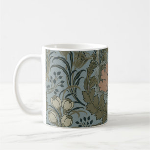 Taza De Café Patrón Floral Victoriano Antiguo Terracota Sábila