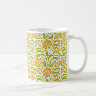 Taza De Café Patrón Floral Vintage de Paisley | Naranja Verde B