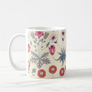 Taza De Café Patrón floral William Morris Daisy Naranja rojo