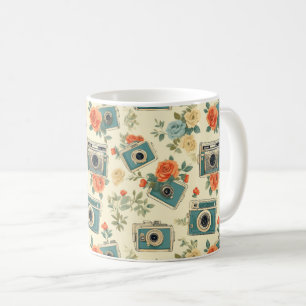 Taza De Café Patrón Floral y de cámara vintage
