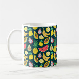 Taza De Café patrón fluido de frutas tropicales