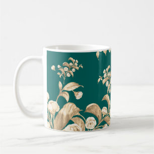 Taza De Café Patrón fluido de las ramas floridas,