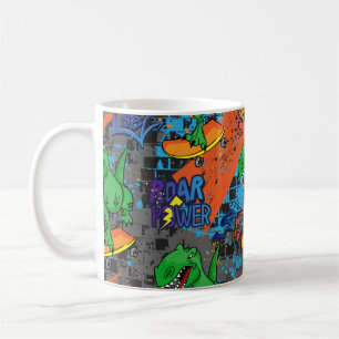 Taza De Café Patrón fresco brillante y sin fisuras con dinosaur