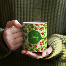 Taza De Café Patrón Fruta de Cranberry Festial, Verde