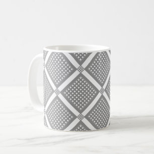 Taza De Café Patrón geométrico a cuadros gris y blanco