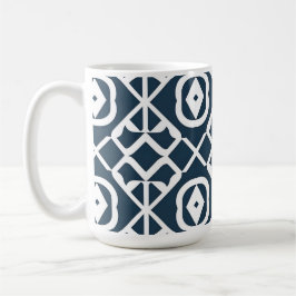 Taza De Café Patrón geométrico abstracto azul y blanco