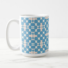 Taza De Café Patrón geométrico abstracto azul y blanco
