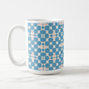Taza De Café Patrón geométrico abstracto azul y blanco