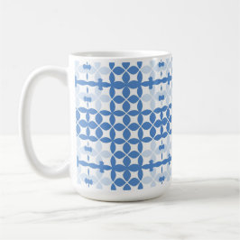 Taza De Café Patrón geométrico abstracto azul y blanco