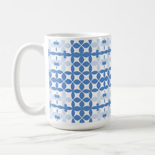 Taza De Café Patrón geométrico abstracto azul y blanco (Izquierda)