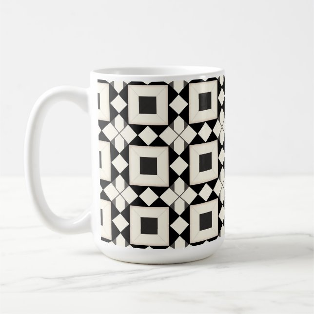 Taza De Café Patrón geométrico abstracto con tonos retro (Izquierda)