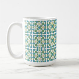 Taza De Café Patrón geométrico abstracto en verde y azul