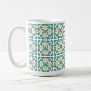 Taza De Café Patrón geométrico abstracto en verde y azul