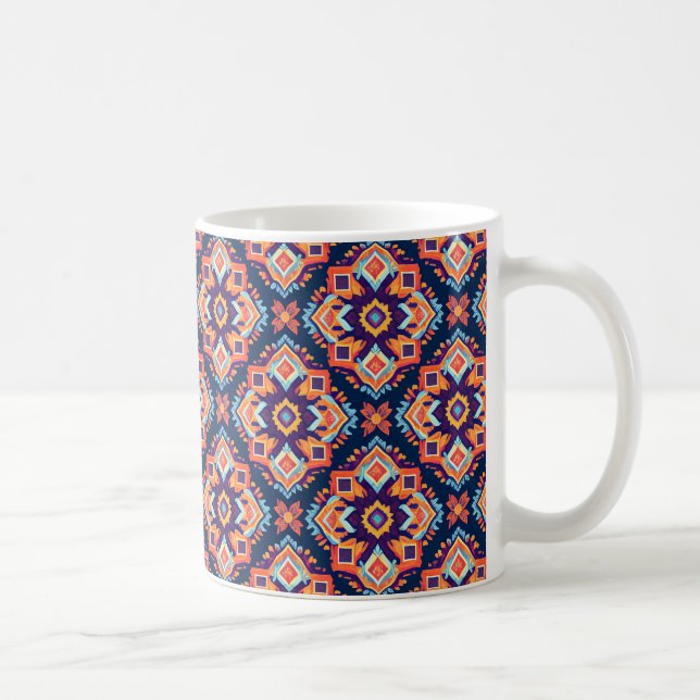 Taza De Café Patrón geométrico azteca colorido (Derecha)