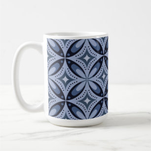 Taza De Café Patrón geométrico azul estilo retro