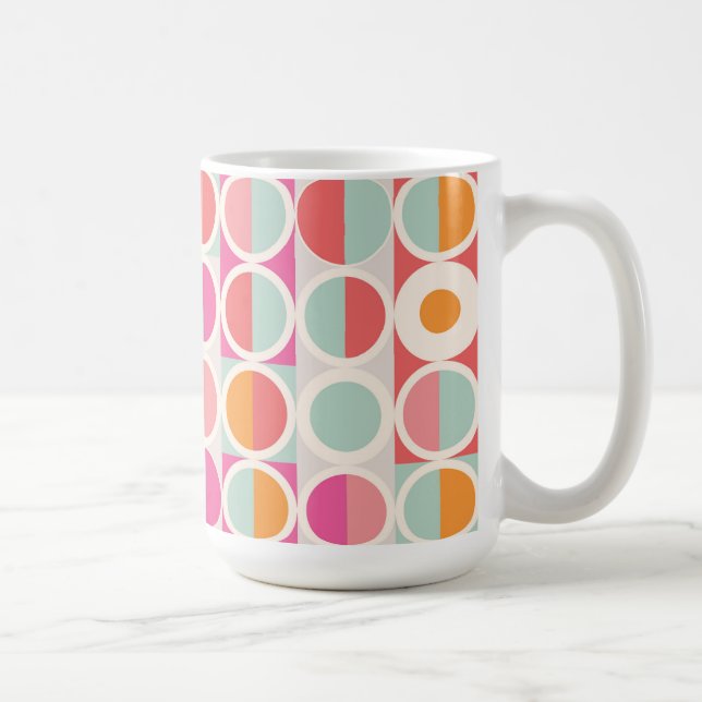 Taza De Café Patrón geométrico azul Naranja rosa (Derecha)
