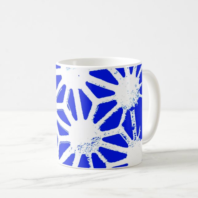 Taza De Café Patrón geométrico azul real (Anverso derecho)