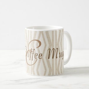 Taza De Café Patrón geométrico beige Monograma buen café Mug