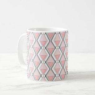 Taza De Café Patrón geométrico beige rosa