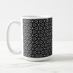 Taza De Café Patrón geométrico blanco y plateado negro