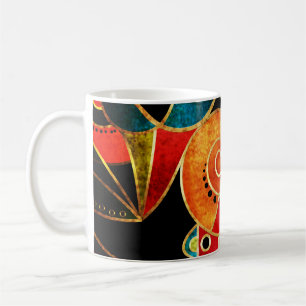 Taza De Café Patrón Geométrico Brillante Tribal Étnico.