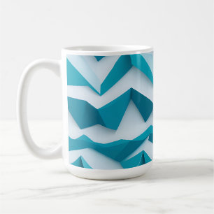 Taza De Café Patrón geométrico Chevron 3D en azul verde