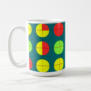 Taza De Café Patrón geométrico colorido con verde, rojo