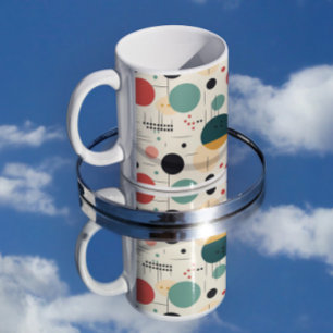 Taza De Café Patrón geométrico colorido de mediados de siglo