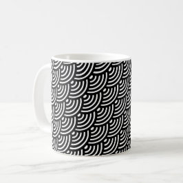 Taza De Café Patrón geométrico curvado de onda diagonal blanca 