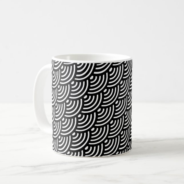 Taza De Café Patrón geométrico curvado de onda diagonal blanca  (Anverso izquierdo)