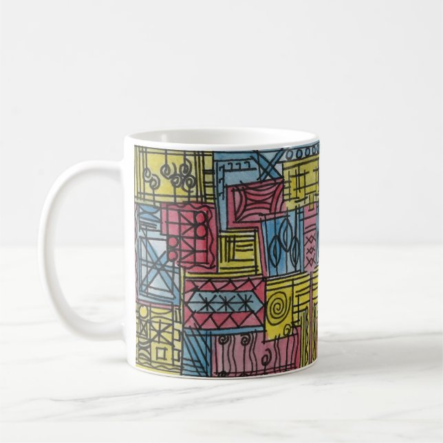 Taza De Café Patrón geométrico de Bauhaus Quirky-Moderno (Izquierda)