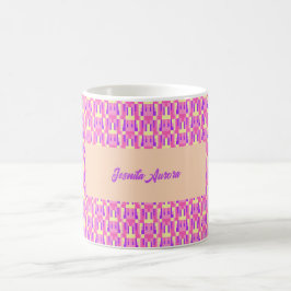 Taza De Café Patrón geométrico de bloque de píxeles rosa pastel