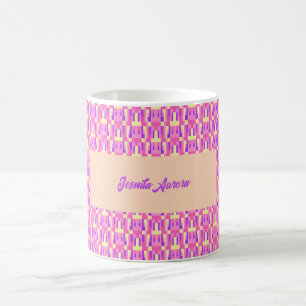Taza De Café Patrón geométrico de bloque de píxeles rosa pastel