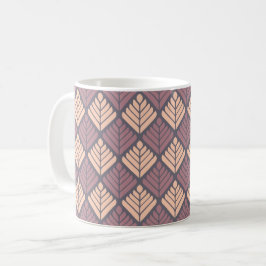 Taza De Café Patrón geométrico de capas de hojas rosadas malvas
