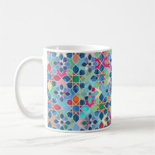 Taza De Café Patrón geométrico de colores vibrantes asombrosos