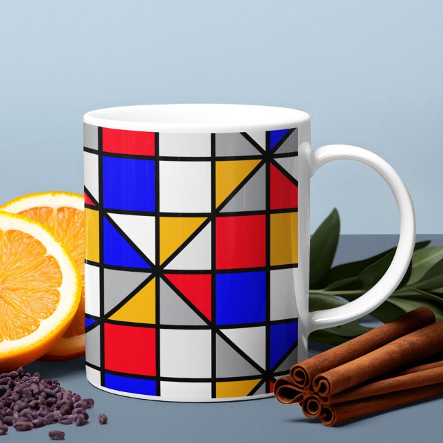 Taza De Café Patrón geométrico de cuadrados multicolor (Mugs)
