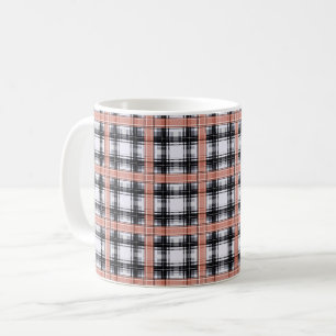 Taza De Café Patrón geométrico de cuadros a cuadros marrón