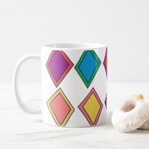 Taza De Café Patrón geométrico de diamante colorido