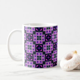 Taza De Café Patrón geométrico de diamante vibrante púrpura y r