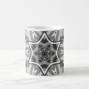 Taza De Café Patrón geométrico de encaje blanco y negro